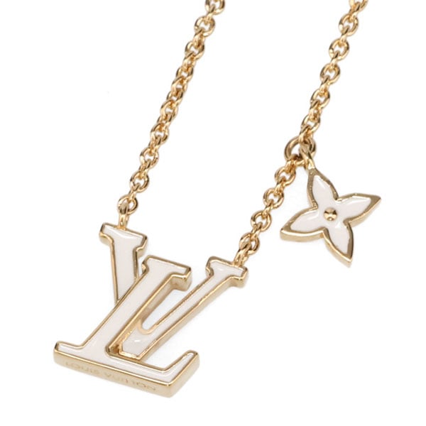 【プレミアム価格】 ルイヴィトン ネックレス レディース LOUIS VUITTON LVアイコニックエナメル ブロン ホワイト M01092