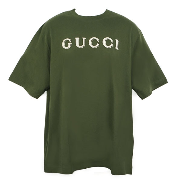 グッチ Tシャツ メンズ GUCCI エンブロイダリー付きコットンジャージーTシャツ 798115 HJHN3 3254 フォレストグリーン Mサイズ