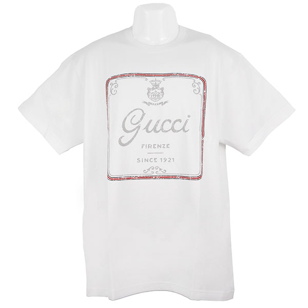 グッチ Tシャツ メンズ GUCCI プリントコットンジャージーTシャツ 855027 XJHSC 9066 ホワイト Mサイズ