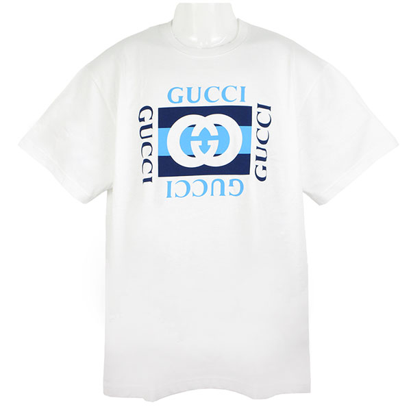 グッチ Tシャツ メンズ GUCCI コットンジャージー プリントTシャツ 796395 XJHDB 9074 ホワイト Mサイズ