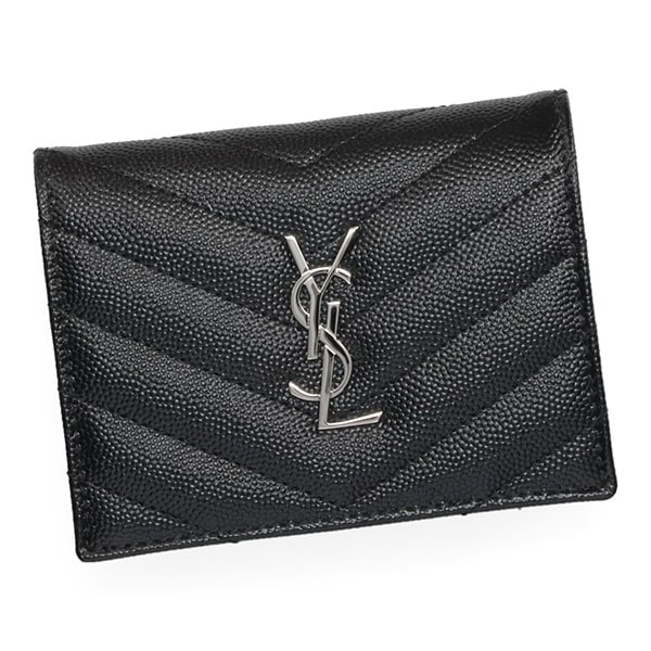 サンローラン 財布 レディース SAINT LAURENT モノグラム ウォレット 668290 BOWA2 1000 ブラック シルバー金具