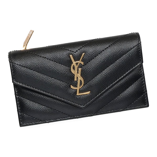 サンローラン コイン カードケース レディース SAINT LAURENT モノグラム フラグメント 612808 BOW01 1000 ブラック ゴールド金具