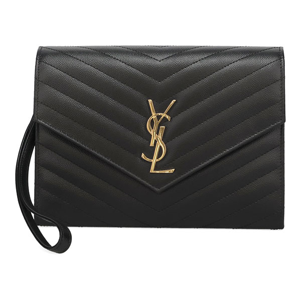 サンローラン バッグ レディース SAINT LAURENT クラッチ モノグラム 617662 BOW01 1000 ブラック ゴールド金具