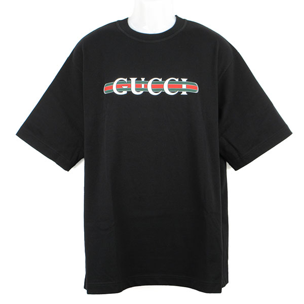 グッチ Tシャツ メンズ GUCCI コットンジャージー プリントTシャツ 784361 XJGTE 1152 ブラック Lサイズ