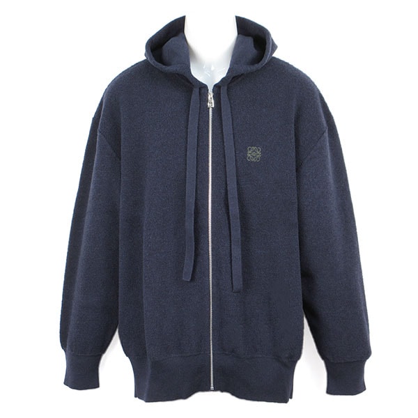 ロエベ パーカー メンズ LOEWE アナグラム ジップアップフーディー H526Y16KAT 5110 ネイビーブルー サイズXL ※サイズ別の在庫状況はお問合せください。