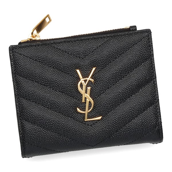 サンローラン 財布 レディース SAINT LAURENT モノグラム バイフォールドウォレット 575879 BOW01 1000 ブラック ゴールド金具