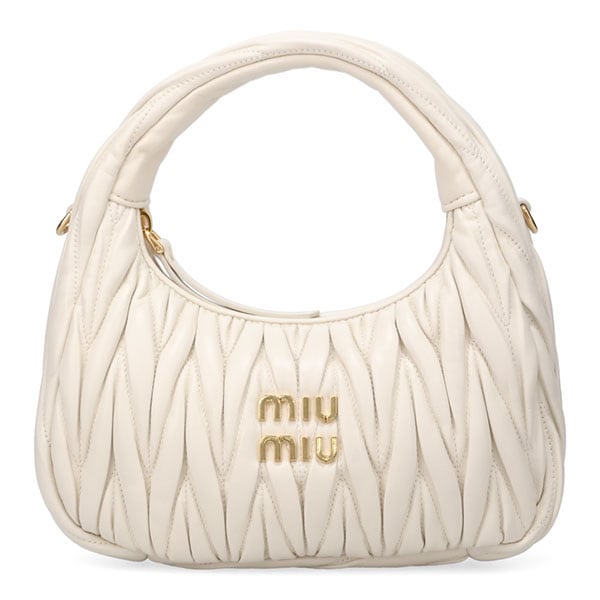 ミュウミュウ バッグ レディース MIUMIU ワンダー マテラッセレザー ホーボーバッグ 5BC125 AN88 F0009 BIANCO ホワイト