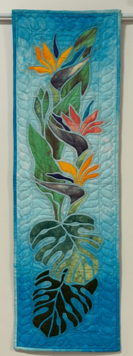 バードオブパラダイスとモンステラのタペストリー