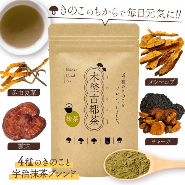 木埜古都茶 きのことちゃ 4種のきのこと宇治抹茶ブレンド | 毎日飲める健康サプリ茶 きのこのちからで元気に【送料無料】