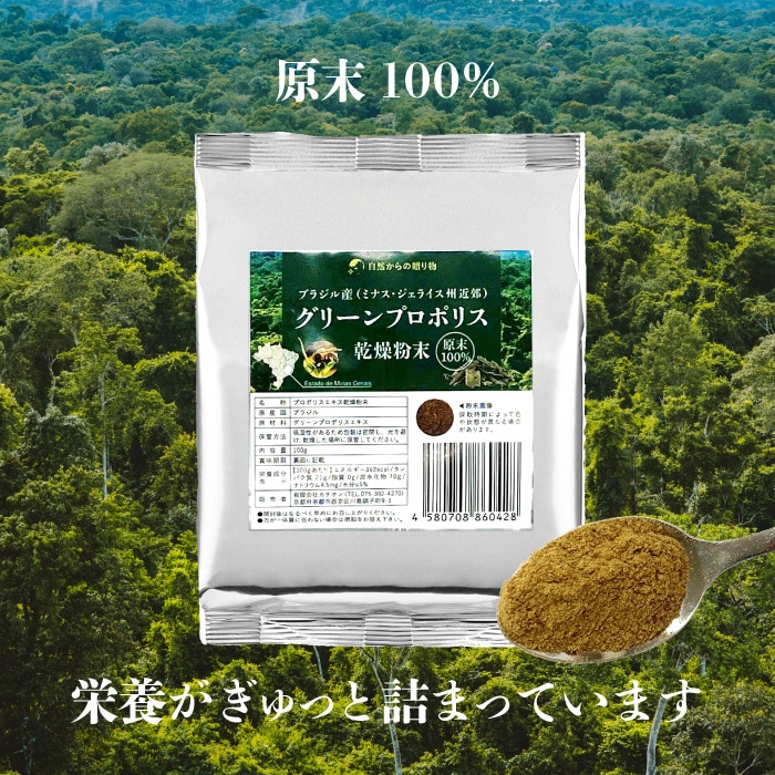 グリーンプロポリス エキス乾燥粉末 100g ブラジル産（ミナス