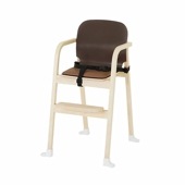 KATOJI レストランハイチェア MELLOW(ブラウン) 腰ベルト付・ 座席クッション付き 背もたれは抗菌素材で安心安全［レンタル］