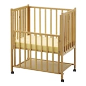 折りたたみ ミニベビーベッド(収納板付)【国産】里帰り出産にも便利な折りたたみ式で組立も簡単 床板の高さが76cmで屈まずお世話ができるハイポジション［レンタル］