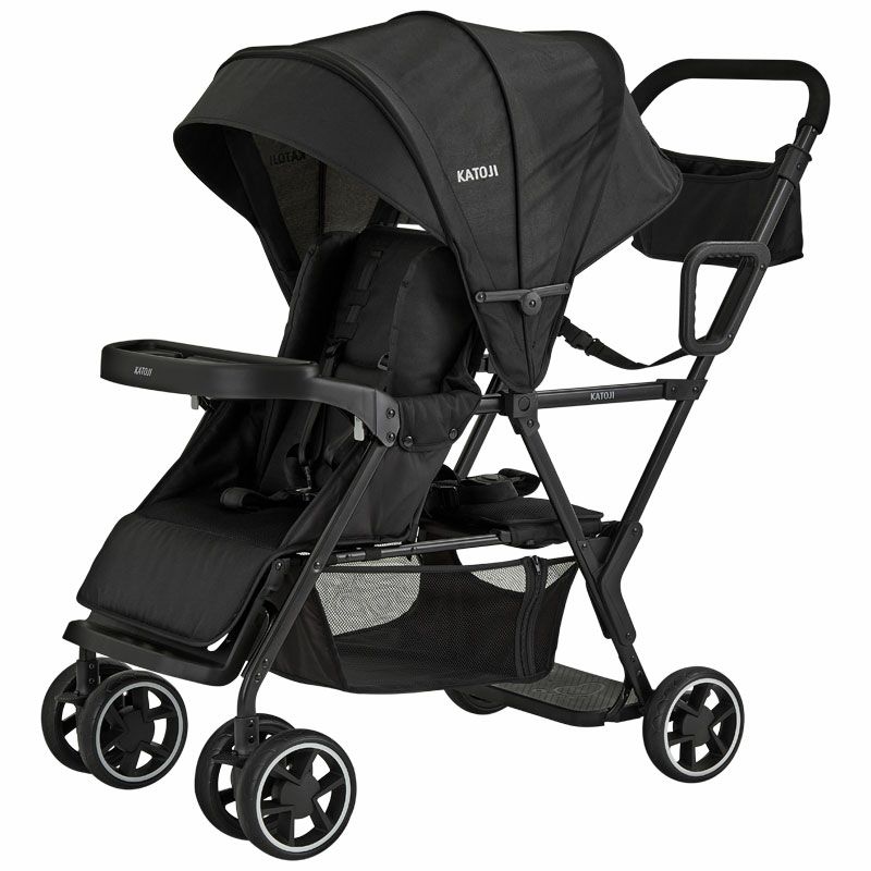 二人乗りベビーカー 二人でゴー(ブラック)  【専用リアシート付き】軽量10.1kg  後席＋キッズボードで座っても立っても乗れる2WAY仕様［レンタル］