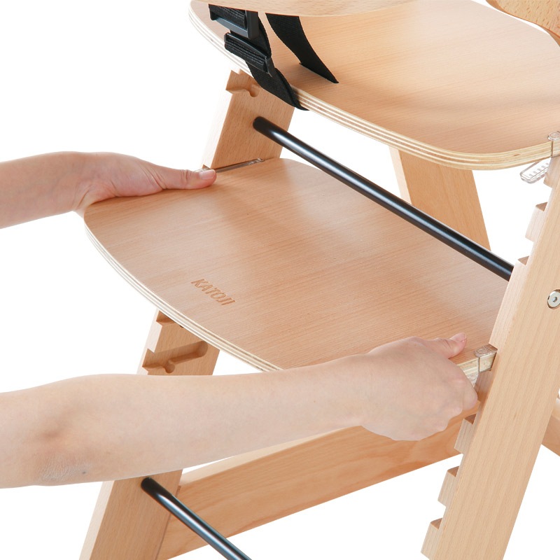 プレミアムベビーチェアmamy［ナチュラルカラー］(テーブル付き・テーブルトレイ付き)成長に合わせて座席・足のせの高さを工具を使わず調節できるベビーチェア【使用期間：7ヶ月頃～体重60kg】【完組みでお届け】［レンタル］