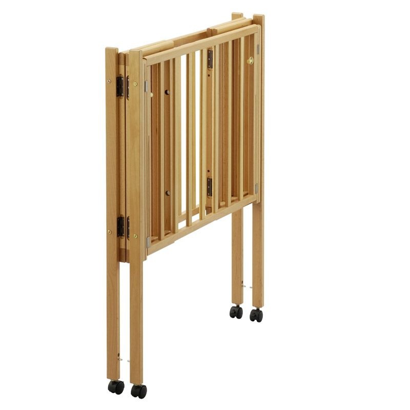 折りたたみ ミニベビーベッド(収納板付)【国産】里帰り出産にも便利な折りたたみ式で組立も簡単 床板の高さが76cmで屈まずお世話ができるハイポジション［レンタル］