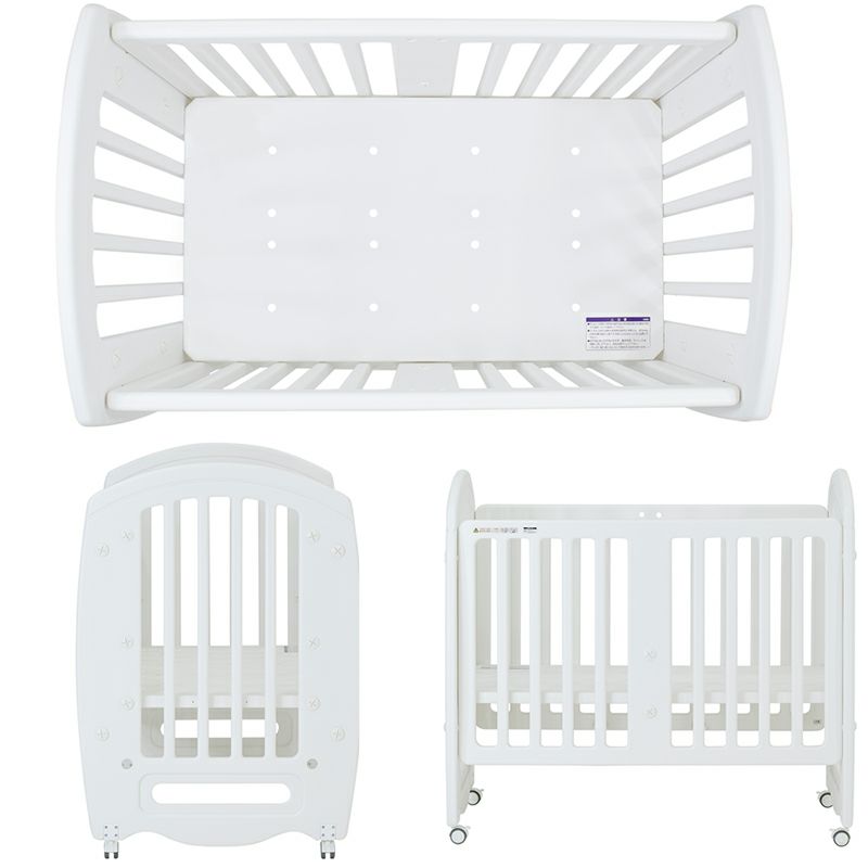 ベビーベッドsakutto【専用マット付】組立かんたんでお手入れも楽々なプラスチック製ベビーベッド［レンタル］