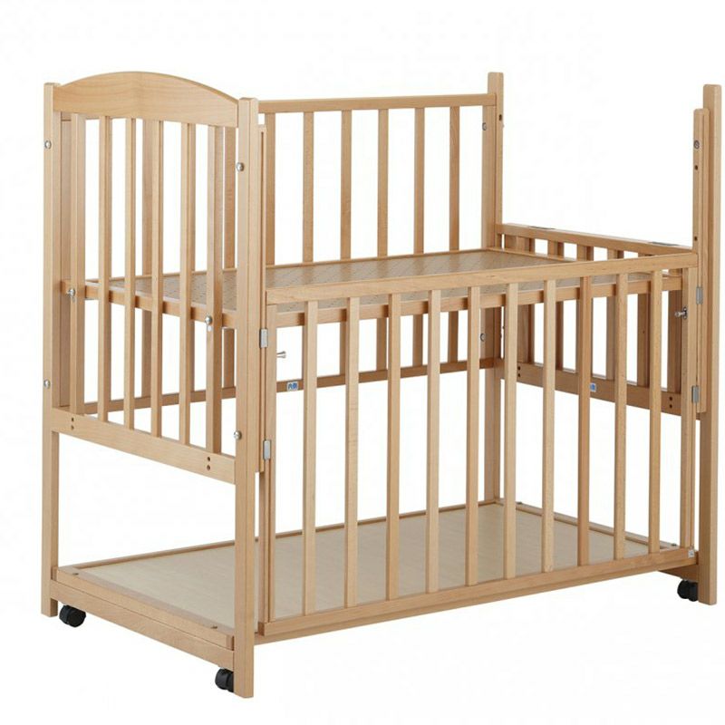 ツーオープン ベビーベッド(収納板付)【国産】お世話用の扉が2枚あり床板の高さが70cmでお世話が楽なハイポジション［レンタル］