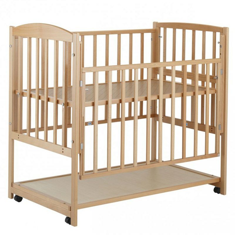 ツーオープン ベビーベッド(収納板付)【国産】お世話用の扉が2枚あり床板の高さが70cmでお世話が楽なハイポジション［レンタル］