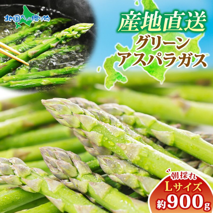 北海道産 グリーンアスパラガス Lサイズ 900g　送料無料　◆出荷予定：5月中旬-6月上旬 ※日時指定不可 ※代引き不可