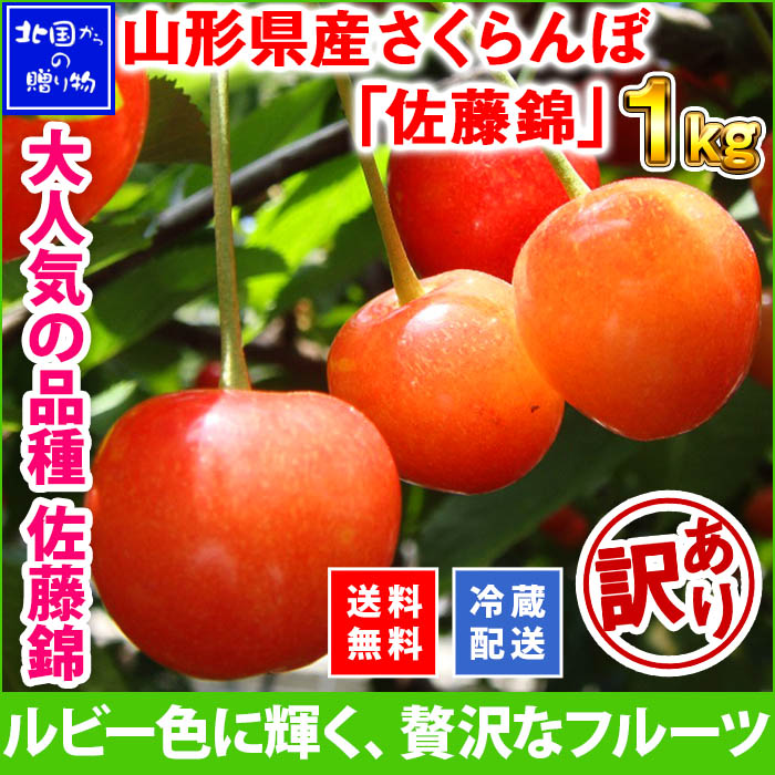 2311【訳あり】佐藤錦2キロ山形県産さくらんぼ さくらんぼ佐藤錦1kg（500g×2パック）きれい詰Lサイズ以上