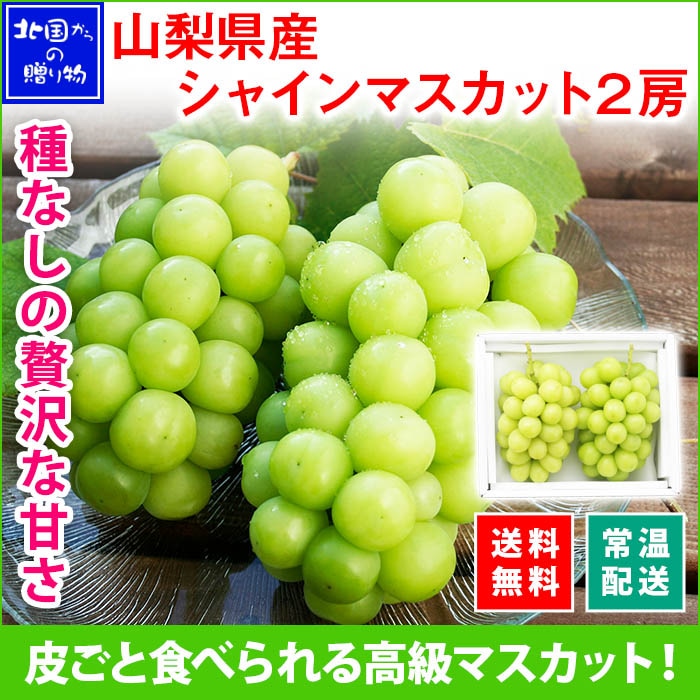 山梨県産 シャインマスカット 2房 約1kg ぶどう ブドウ マスカット ギフト 果物 産地直送 北国からの贈り物 送料無料 ◆出荷予定：9月上旬-9月下旬