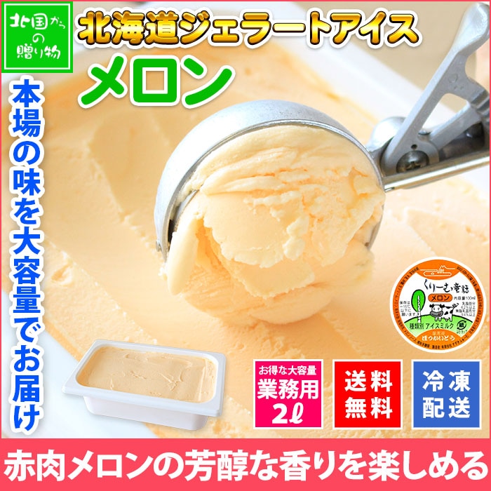 北海道 アイスクリーム メロン ジェラート 2L 業務用 2リットル アイス ミルク フルーツ 大容量 いっぱい 牛乳 スイーツ 手作り Gift 贈り物 贈答品 ギフト プレゼント お取り寄せ 北海道