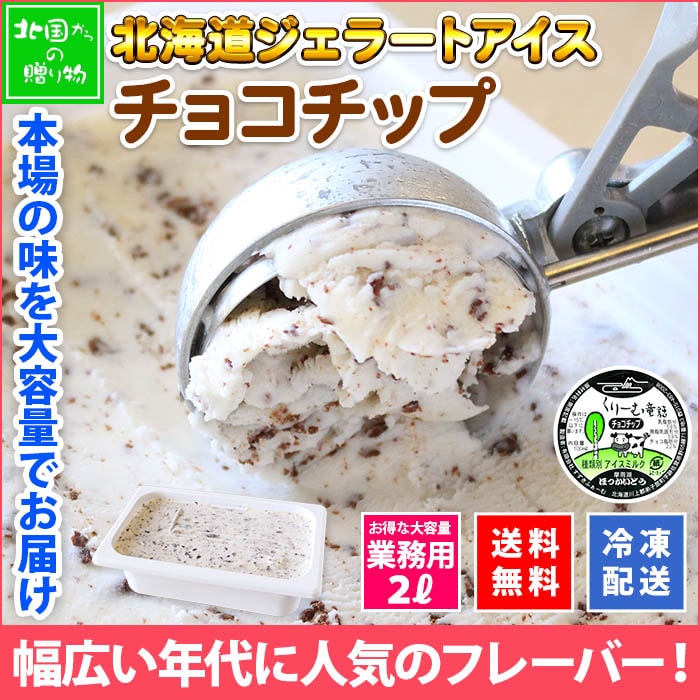 北海道 アイスクリーム チョコチップ ジェラート 2L 業務用 2リットル アイス チョコ ミルク 大容量 いっぱい 牛乳 スイーツ 手作り Gift 贈り物 贈答品 ギフト プレゼント お取り寄せ 北海道