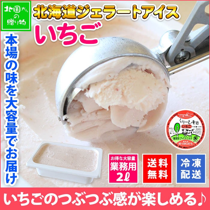北海道 アイスクリーム いちご ジェラート 2L 業務用 2リットル イチゴ アイス 苺 フルーツ 大容量 いっぱい 牛乳 スイーツ 手作り Gift 贈り物 贈答品 ギフト プレゼント お取り寄せ 北海道