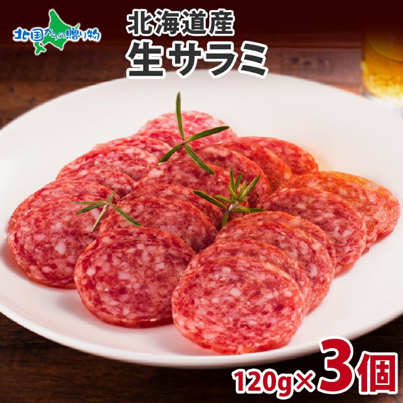 バルナバハム 北海道産 生サラミ 120g 3個 セット サラミ 豚肉 豚 ポーク ブロック 乳酸菌 発酵 熟成 つまみ 酒の肴 国産 お取り寄せ パーティー グルメ ギフト 札幌バルナバハム 札幌バルナバフーズ 北海道 送料無料