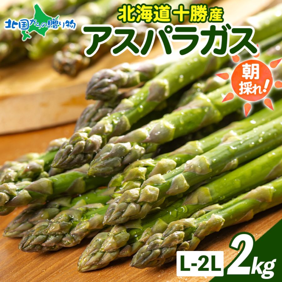 【5月下旬~6月中旬 出荷予定】 北海道産 グリーンアスパラガス L-2Lサイズ 2kg 北海道 アスパラ 送料無料 予約販売 北国からの贈り物
