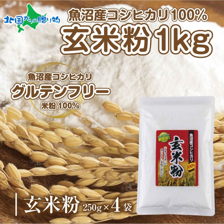 魚沼産 コシヒカリ 玄米粉 1kg グルテンフリー 小麦不使用 大容量 業務用 お菓子 製菓 玄米 白米粉  GABA アレルギー お取り寄せ パン ケーキ 菓子 パン用 製菓用 ギフト 送料無料 国産 コパフーズ 新潟県 お取り寄せ