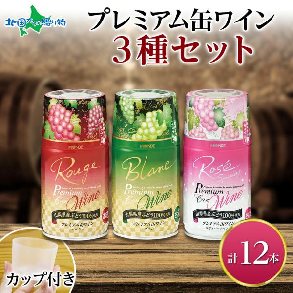 プレミアム缶ワイン 赤 白 ロゼスパークリング 12本入 3種飲み比べ