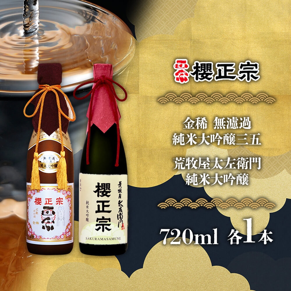 櫻正宗 金稀 無濾過純米大吟醸三五 荒牧屋太左衛門 各720ml 2本 お酒