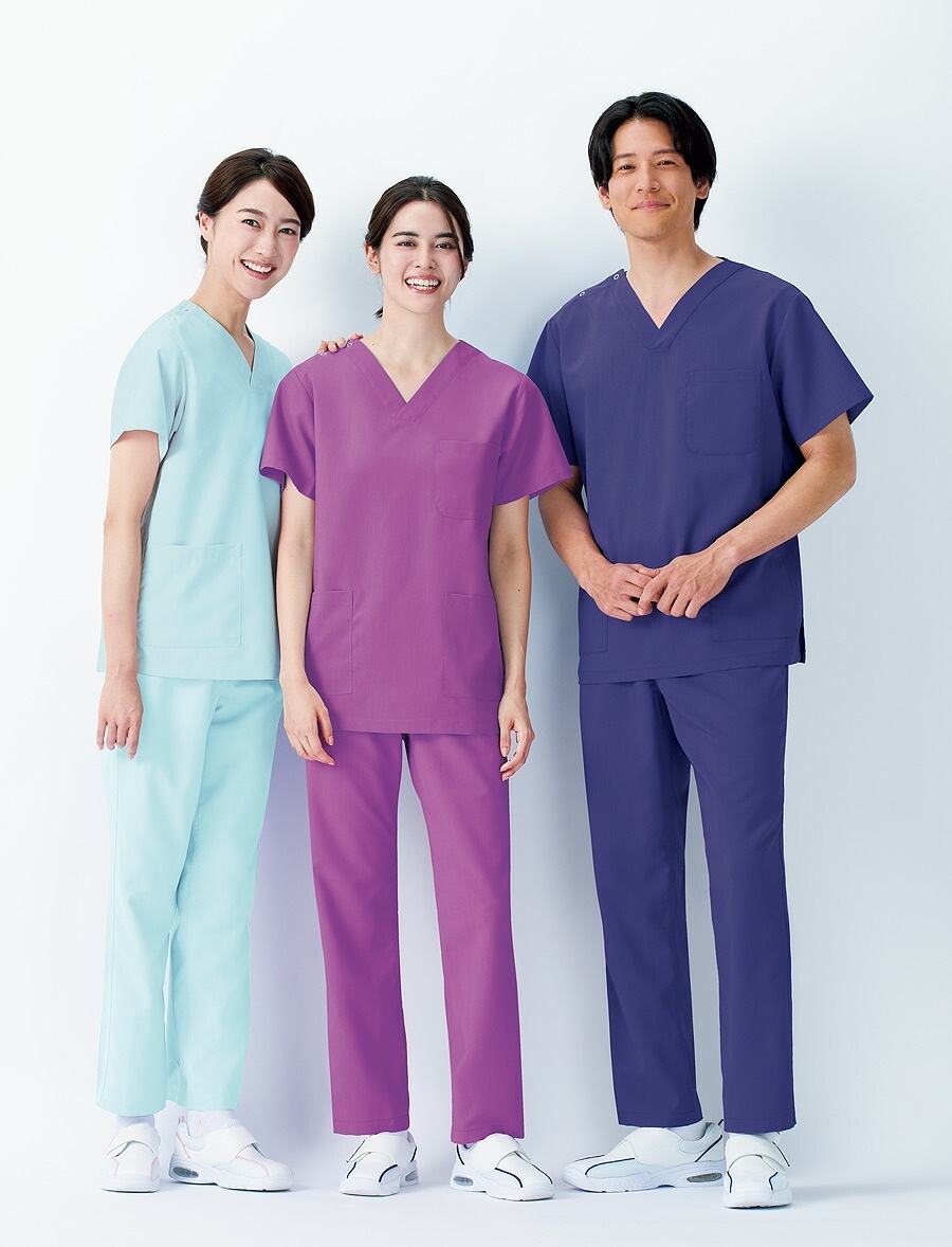 上下セット スクラブ+パンツ 手術スラックス カゼン 133 155 男女兼用