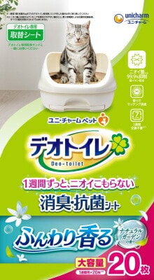 デオトイレ　ふんわり香る消臭・抗菌シート　ナチュラルガーデンの香り 20枚 ペット トイレ用品 猫 ねこ ユニチャーム