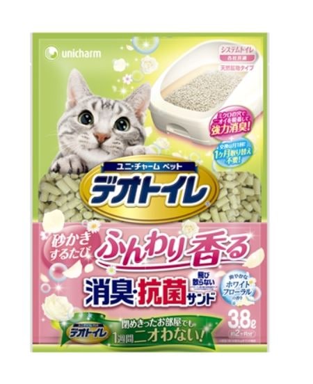 デオトイレ　ふんわり香る消臭・抗菌サンド　ホワイトフローラルの香り 3．8Ｌ ペット トイレ用品 猫 ねこ ユニチャーム