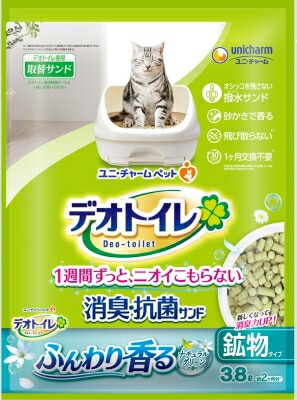 デオトイレふんわり香る消臭・抗菌サンド 3．8Ｌ ペット トイレ用品 猫 ねこ ユニチャーム