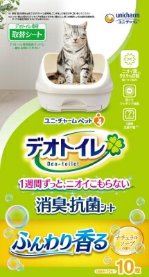 デオトイレ　ふんわり香る消臭・抗菌シート　ナチュラルソープの香り 10枚 ペット トイレ用品 猫 ねこ ユニチャーム