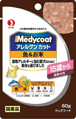 アレルゲンカットパウチ魚＆お米15歳長寿犬用 60ｇ ペットライン ドッグフード