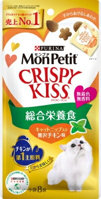 モンプチ　クリスピーキッス　総合栄養食　キャットニップ入り贅沢チキン味 キャットフード ネスレ日本 ペット フード 24ｇ