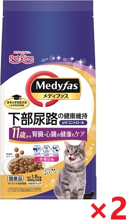 【2個セット】新メディファス11歳からチキン味 1．5ｋｇ ペットライン キャットフード