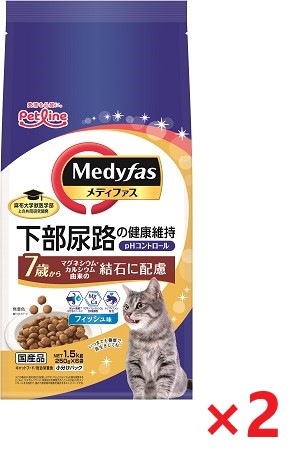 【2個セット】新メディファス7歳からフィッシュ味 1．5ｋｇ ペットライン キャットフード
