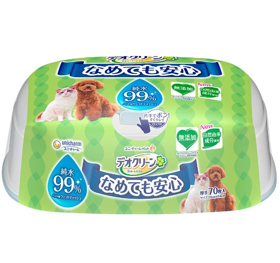 デオクリーン純水99％ウェットティッシュ本体 70枚 ペット トイレ用品 猫 ねこ 犬 いぬ ユニチャーム