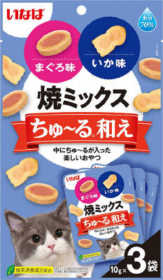 いなば　焼ミックスちゅーる和え　まぐろ味といか味10ｇ×3袋 いなば　ペットフード　ペット