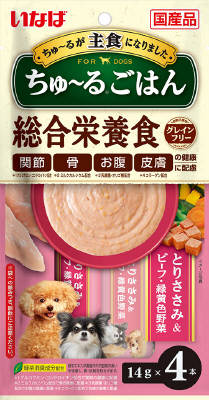 ちゅーるごはん　とりささみ＆ビーフ・緑黄色野菜14ｇ×4本 いなば　ペットフード　ペット