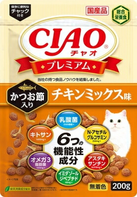ＣＩＡＯ　プレミアム　かつお節入り　チキンミックス味200ｇ いなば　ペットフード　ペット