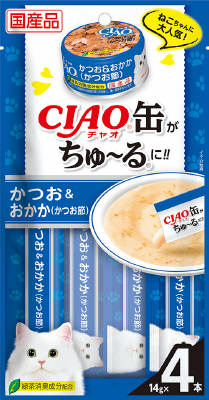 ＣＩＡＯ缶ちゅーる　かつお＆おかか（かつお節）14ｇ×4本 いなば　ペットフード　ペット