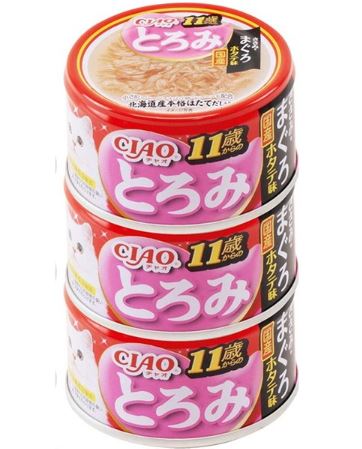 Ａ-46チャオとろみ11歳からのささみ・まぐろホタテ味3缶80ｇ×3 いなば　ペットフード　ペット