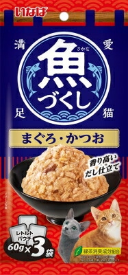 いなば　魚づくし　まぐろ・かつお60ｇ×3袋 いなば　ペットフード　ペット