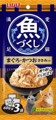 いなば　魚づくし　まぐろ・かつお　ささみ入り60ｇ×3袋 いなば　ペットフード　ペット